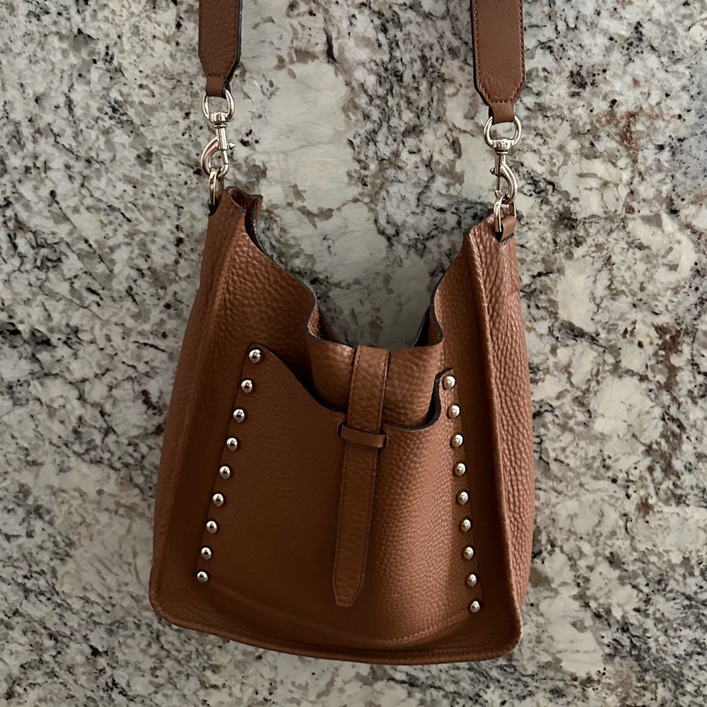 Rebecca Minkoff Cognac Pebbled Leather Stud-Trim Tote